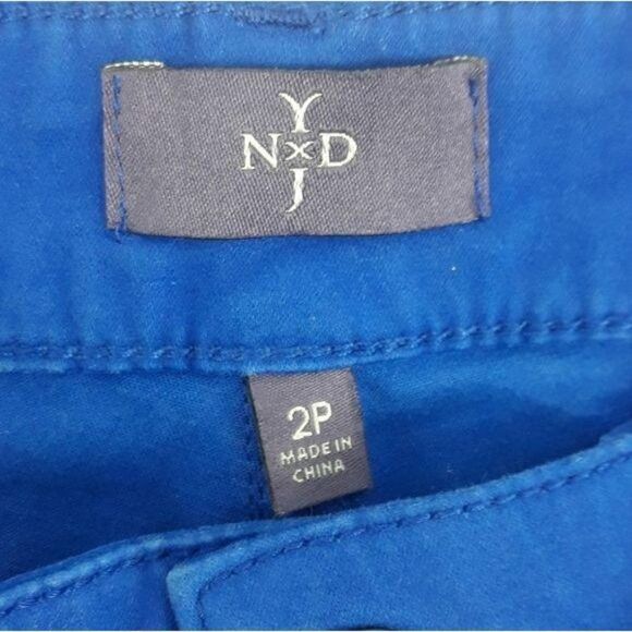 NYDJ Jeans Samantha Slim Fit Colored Blue Mid Rise Straight Leg Lift Tuck Sz 2P - Picture 3 of 12